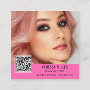 QR Code modern make up artist square Square Busine Business Card