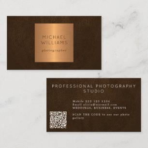 QR CODE modern metallic gold luxury professional Business Card