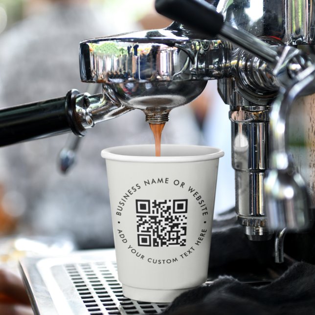 QR Code | Modern Minimal Grey Business Paper Cups (Interactive editable QR code paper cups to promote your business, products or services.)