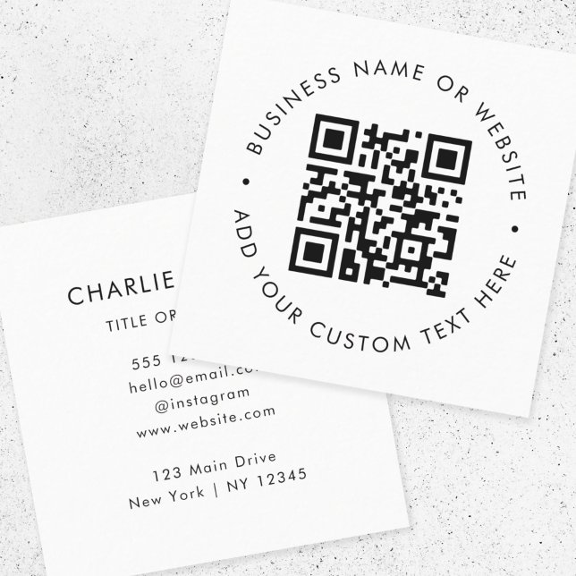 QR Code | Modern Minimal Simple White Professional Square Business Card (Creator Uploaded)