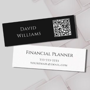 QR code Modern Minimalist Black White Mini Business Card