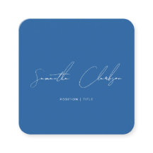 QR Code Modern Minimalist Blue Handwritten Script
