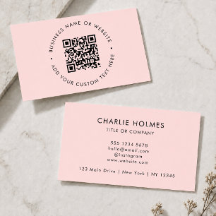 QR Code   Modern Minimalist Blush Pink Business Card