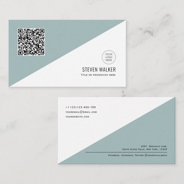 QR code Modern Minimalist Clean Corporate Business Card (Front/Back)