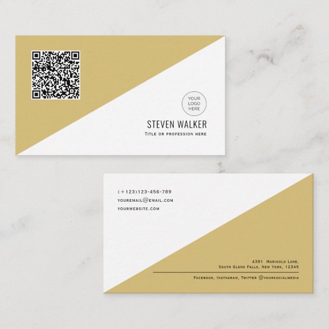 QR code Modern Minimalist Clean Corporate Business Card (Front/Back)