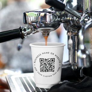 QR Code Modern Minimalist Clean Simple White Paper Cups