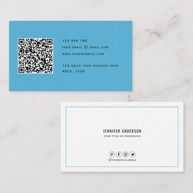 QR code Modern Minimalist Elegant Clean Simple  Bu Business Card (Front/Back)