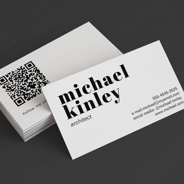 QR code modern minimalist professional freelancer Business Card (Creator Uploaded)