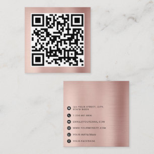QR Code Modern Minimalist Rose Gold Business Calling Card