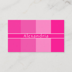 QR Code Modern Name Hot Pink Stripes Business Card