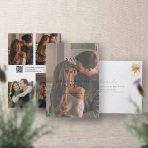 QR Code Modern Overlay Elegant 5 Photo Typography Save The Date
