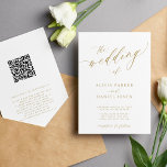 QR code modern romantic elegant gold wedding Invitation<br><div class="desc">Elegant trendy wedding card design templates with "the wedding of" text featuring a chic faux gold calligraphy script and your QR CODE (automatically generated). Personalise it with your text.            This timeless wedding invitation is suitable for modern style formal wedding ceremonies and receptions.</div>