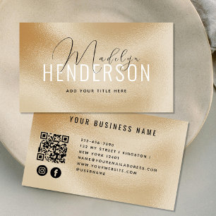QR Code Modern Scannable Pastel Glass Script Business Card