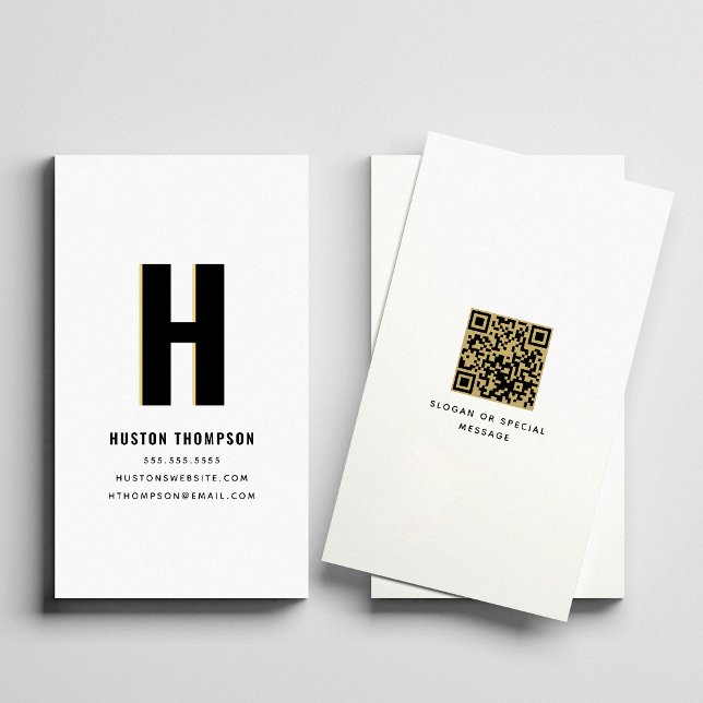 QR Code Modern Shadow Monogram Stylish Trendy Cool Business Card (Creator Uploaded)
