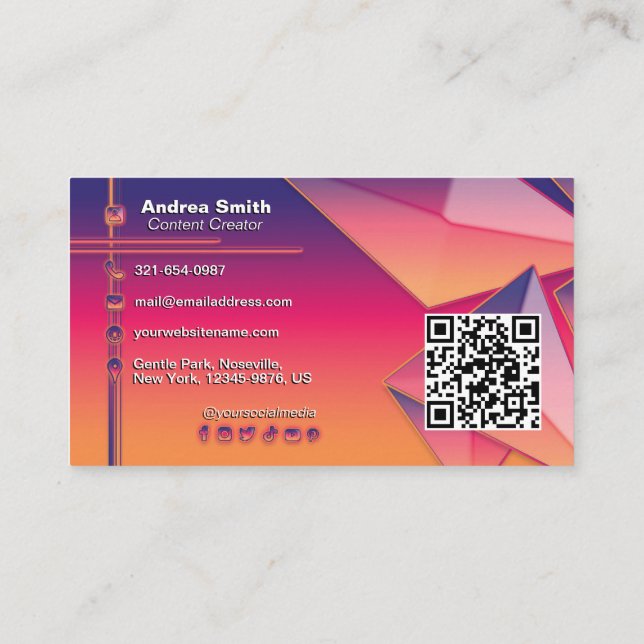 QR Code Modern Shiny Colourful Gradient Tech 3D Ar Business Card (Back)