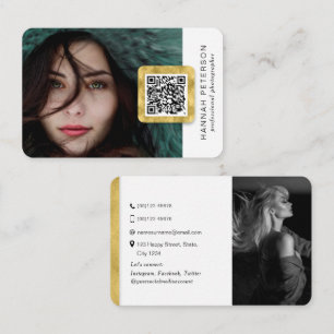 QR code modern stylish gold networking photos  Business Card