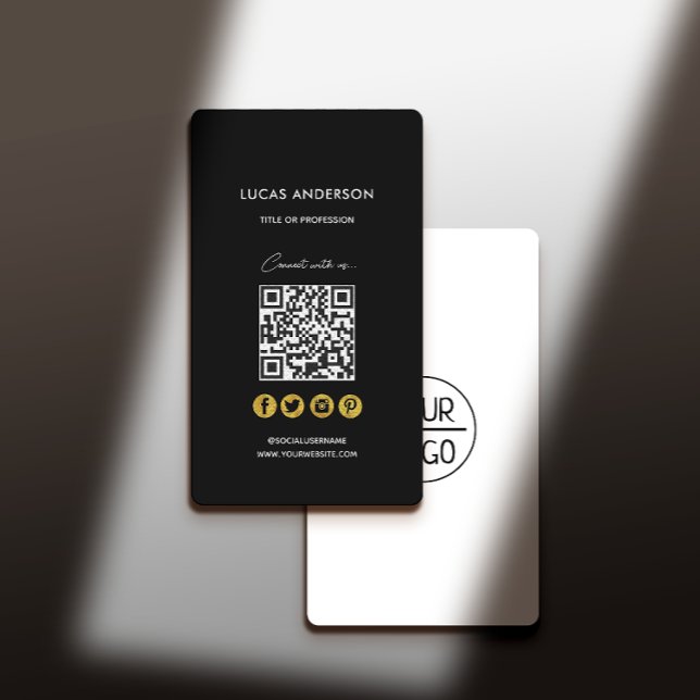 QR code modern stylish gold scannable networking B Business Card (Creator Uploaded)