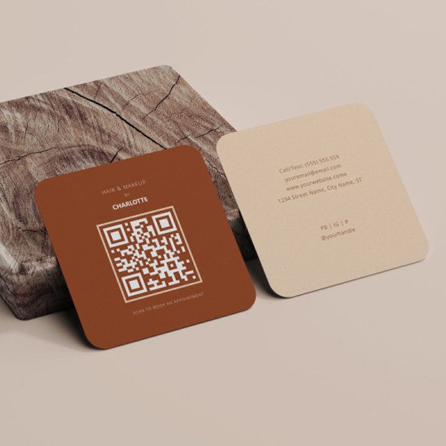 QR Code Modern Terracotta Appointment Card (Creator Uploaded)