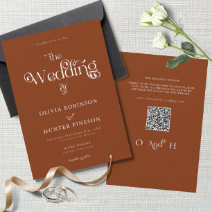 QR Code Modern Typography Wedding All in one Invitation
