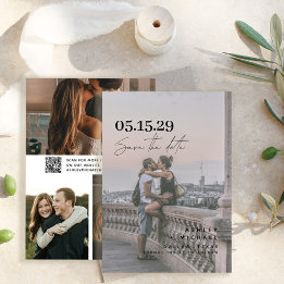QR Code Modern Vellum Overlay Script 4 Photo Save The Date