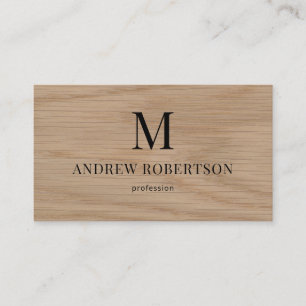 QR Code Monogram Wood Pattern Business Card