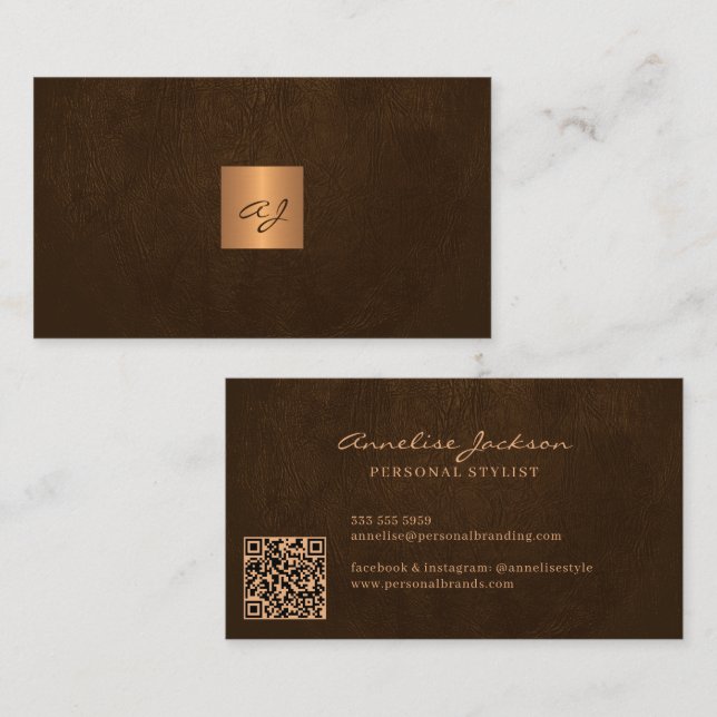 QR code monogrammed unique modern Business Card (Front/Back)