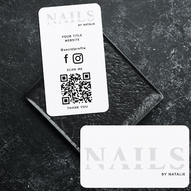 QR Code Nail Salon Nail Technician Branding Cool Business Card (Creator Uploaded)