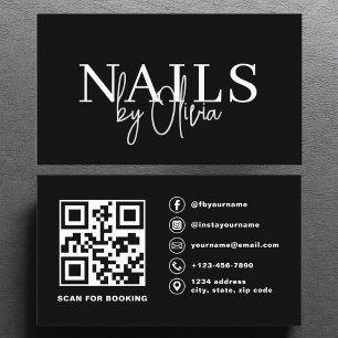 QR Code Nail Specialist Artist Modern Typography Business Card
