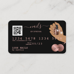 QR code Nails Technician Credit Card Rose Gold
