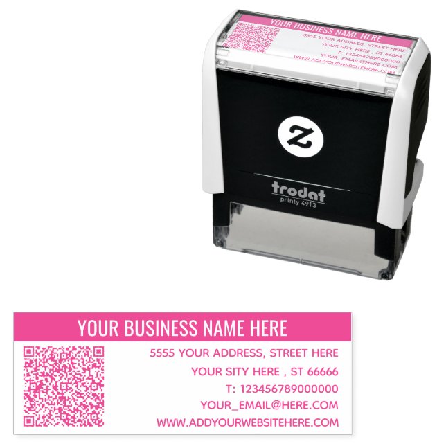 QR Code Name Address Website Info Your Colour Stam Self-inking Stamp (In Situ)
