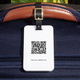 QR Code, Name & Info, Black & White Vs 3, Elegant Luggage Tag