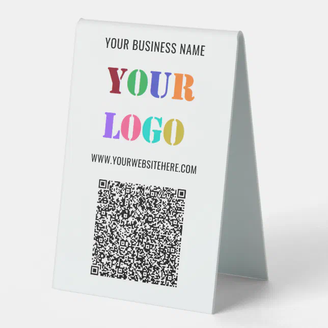 Qr Code Name Text QR Code Name Text Logo Business Table Tent Sign | Zazzle