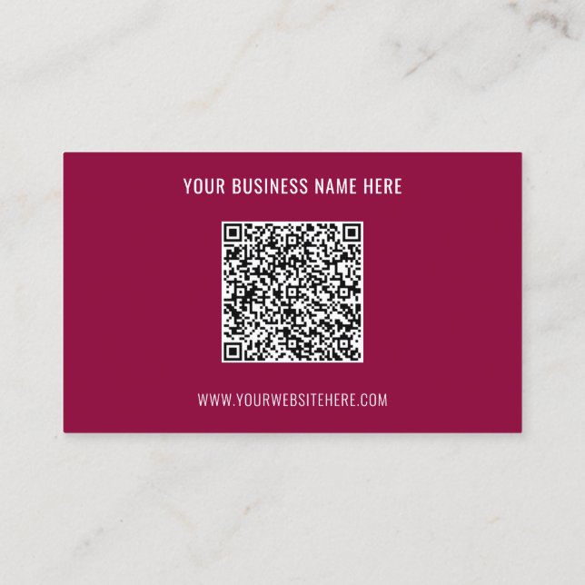 QR Code Name Website Business Card - Your Colours (Back)