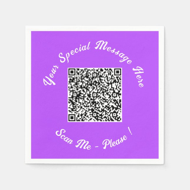 QR Code Napkins with Custom Text and Colours (Front)