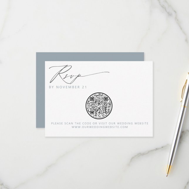 QR Code Nautical Beach Seashell Wedding RSVP (Front/Back In Situ)