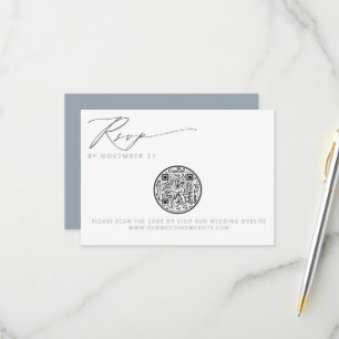 QR Code Nautical Beach Seashell Wedding RSVP Card
