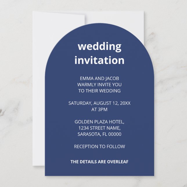 QR Code Navy Blue All In One Wedding Invitation (Front)