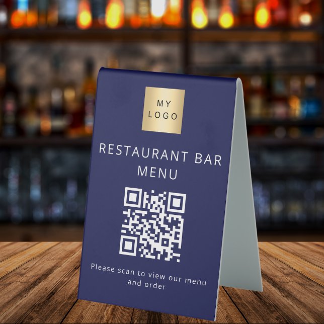 QR code navy blue restaurant cafe bar scan menu (Creator Uploaded)