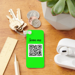 QR Code Neon Green Elegant Business logo Company Key Ring