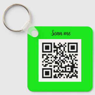QR Code Neon Green Elegant Yellow Business Key Ring