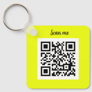 QR Code Neon Yellow Elegant Yellow Business Key Ring
