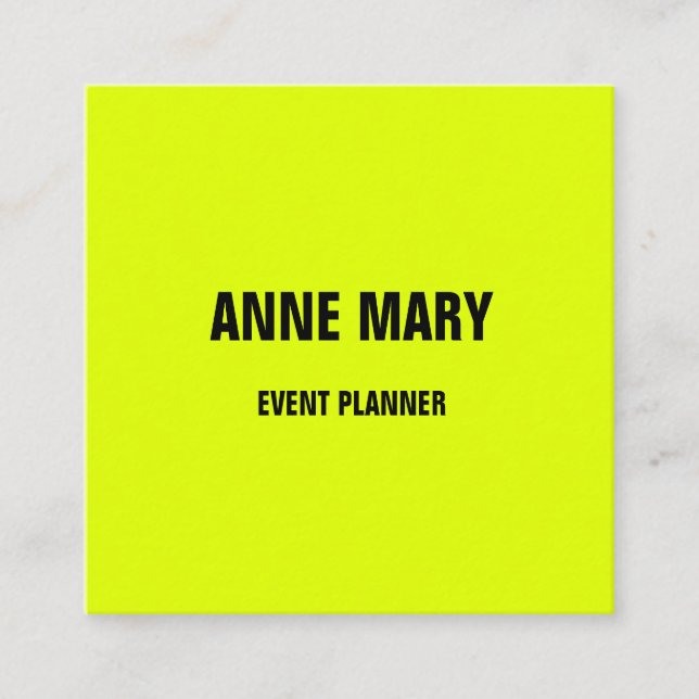 QR Code Neon Yellow Wedding Event Planner Colourfu Square Business Card (Front)