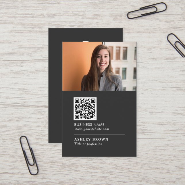 QR code networking modern logo real estate  Busine Business Card (Front/Back In Situ)