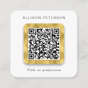 QR code networking simple modern gold Square Business Card