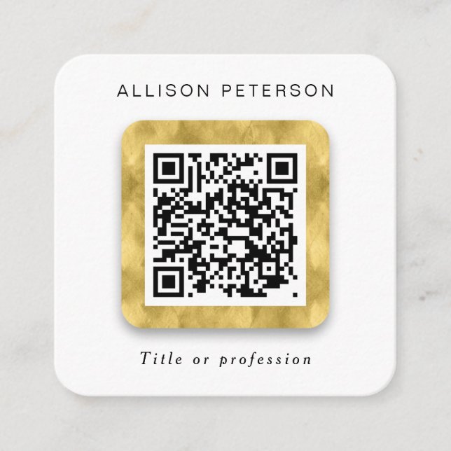 QR code networking simple modern gold Square Square Business Card (Front)