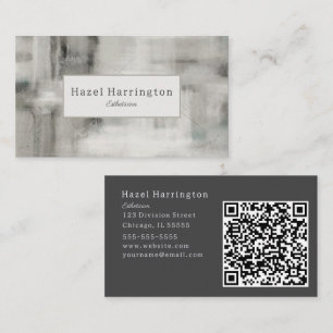 QR Code Neutral Abstract Business Card Soft Gray