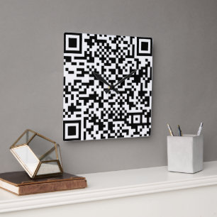 Qr code (no numbers) square wall clock
