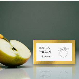 QR code nutritionist fruit gold foil business card