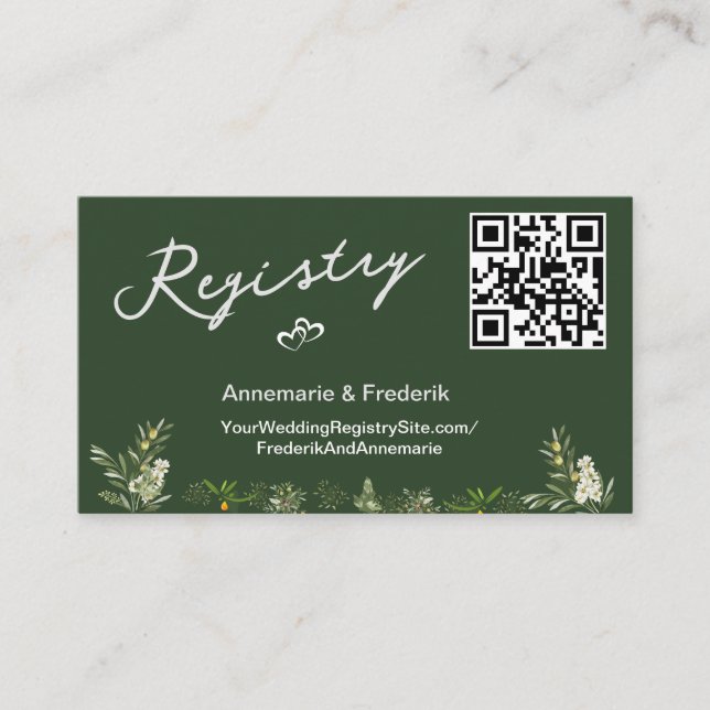 QR Code Olive Green  Enclosure Card (Front)