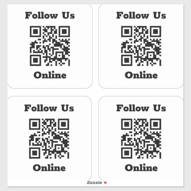 QR Code on 4 Stickers (Sheet)